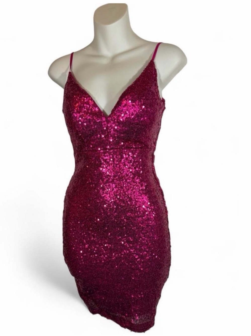 NWT Emerald Sundae Hot Pink Sequin Mini Dress XS Party Club Cocktail Barbiecore